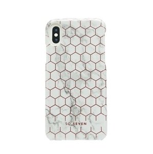 SoSeven Fashion Milan Hexagonal Marble White/Rose Gold for iPhone X/XS