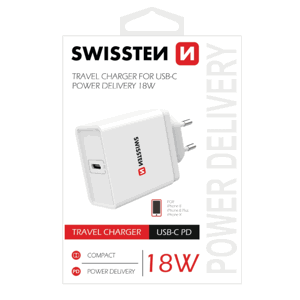 Swissten Cestovná nabíjačka USB C 18W biela