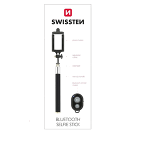 Selfie tyč Swissten Bluetooth čierna