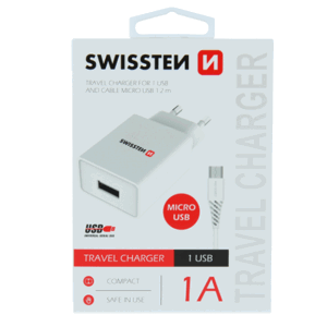 Nabíjačka Swissten Smart IC USB + Micro Usb kábel, 1A, 5W biela