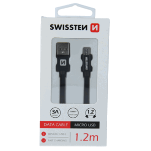 Kábel USB/Micro USB Swissten 3.0A 1,2 m čierny