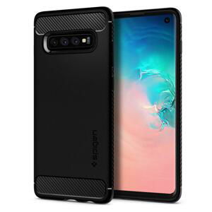 Silikónové puzdro na Samsung Galaxy S10 Spigen Rugged Armor čierne