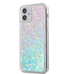 Puzdro Guess GUHCP12SLG4GGBLPI na Apple iPhone 12 mini 4G Liquid Glitter transparentné