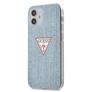 Puzdro Guess GUHCP12SPCUJULLB na Apple iPhone 12 mini PC/TPU Denim Triangle modré