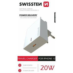 Adaptér USB-C Swissten Power Delivery 20W pre Apple zariadenia biely