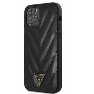 Plastové puzdro Guess na Apple iPhone 12 Pro Max GUHCP12LPUVQTMLBK V Quilted čierne