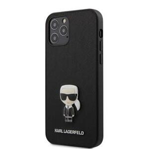 Silikónové puzdro na Apple iPhone 12/12 Pro  KLHCP12MIKMSBK Karl Lagerfeld Saffiano Iconic čierne