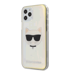 KLHCP12SCIR Karl Lagerfeld PC/TPU Choupette Head Kryt pro iPhone 12 mini 5.4 Iridescent