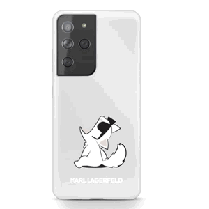 Puzdro Karl Lagerfeld KLHCS21LCFNRC na Samsung Galaxy S21 Ultra 5G PC/TPU Choupette Eats transparentné