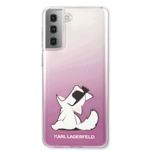 Puzdro Karl Lagerfeld KLHCS21MCFNRCPI na Samsung Galaxy S21 Plus 5G PC/TPU Choupette Eats ružové