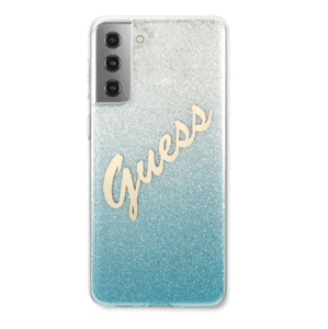 Puzdro Guess GUHCS21SPCUGLSBL na Samsung Galaxy S21 5G Vintage modré