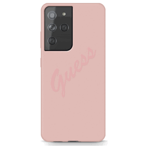Silikónové puzdro Guess na Samsung Galaxy S21 Ultra 5G GUHCS21LLSVSPI Vintage ružové