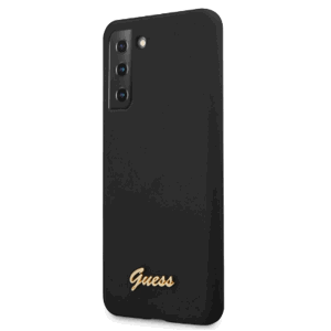 Puzdro Guess GUHCS21MLSLMGBK na Samsung Galaxy S21 Plus 5G Silicone Metal Logo Script čierne