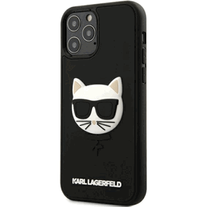 Plastové puzdro Karl Lagerfeld na Apple iPhone 12/12 Pro KLHCP12MCH3DBK 3D Rubber Choupette čierne