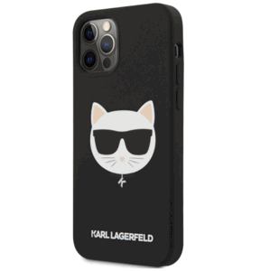 Silikónové puzdro Karl Lagerfeld na Apple iPhone 12 Pro Max KLHCP12LSLCHBK Choupette Head čierne