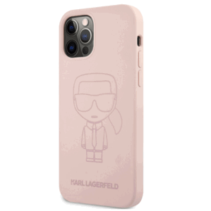 Silikónové puzdro Karl Lagerfeld na Apple iPhone 12 Pro Max KLHCP12LSILTTPI Iconic Outline ružové