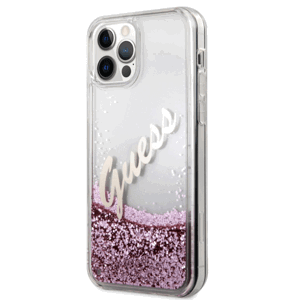 Puzdro Guess GUHCP12LGLVSPI  na Apple iPhone 12 Pro Max Liquid Glitter Vintage ružové