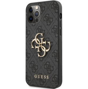 Plastové puzdro Guess na Apple iPhone 12 Pro Max GUHCP12L4GMGGR 4G Metal Logo čierne