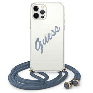 Puzdro Guess GUHCP12MCRTVSBL na Aplle iPhone 12/12 Pro Script Vintage modré