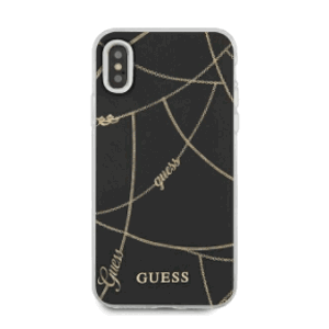 Puzdro Guess na Apple iPhone XS Max GUHCI65PCUCHBK Gold Chain Collection čierne