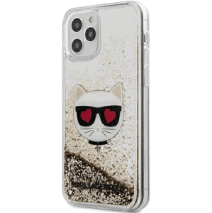 Plastové puzdro Karl Lagerfeld na Apple iPhone 12 Pro Max KLHCP12LLCGLGO Liquid Glitter Choupette zlaté