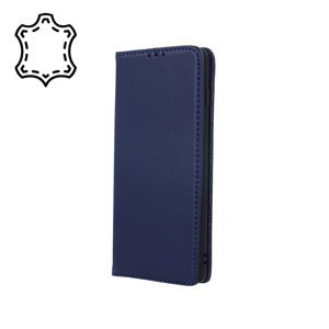 Kožené diárové puzdro na Samsung Galaxy A12/M12 Genuine Smart Pro modré