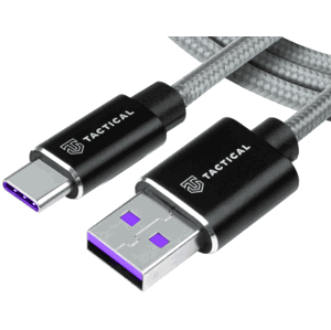 Kábel Tactical Fast Rope Aramid 033, USB-A na USB-C, Huawei Super Charge, 1m, sivý
