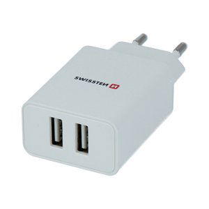 Nabíjačka Swissten SMART IC 2xUSB 2,1A POWER + kábel USB/Lightning,1.2 m biela