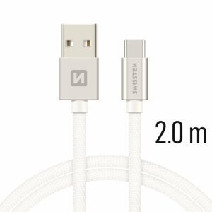 Kábel Swissten USB - USB-C 2.0 m 3.0A  biely