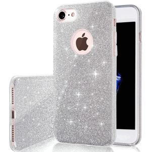 Silikónové puzdro na Apple iPhone 13 Mini Glitter 3in1 strieborné