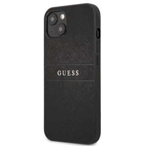 Plastové puzdro Guess na Apple iPhone 13 GUHCP13MPSASBBK Leather Saffiano čierne