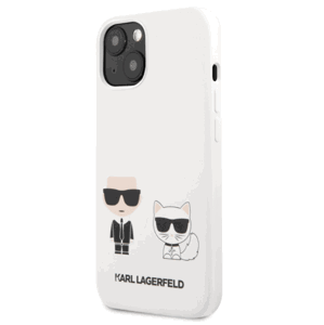 Silikónové puzdro Karl Lagerfeld na Apple iPhone 13 mini KLHCP13SSSKCW Karl and Choupette Liquid biele