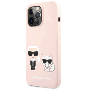 Silikónové puzdro Karl Lagerfeld na Apple iPhone 13 Pro KLHCP13LSSKCI Karl and Choupette Liquid ružové