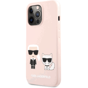 Silikónové puzdro Karl Lagerfeld na Apple iPhone 13 Pro Max KLHCP13XSSKCI Karl and Choupette Liquid ružové