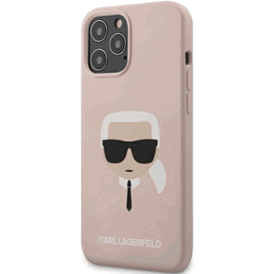 Silikónové puzdro Karl Lagerfeld na Apple iPhone 13 Pro Max KLHCP13XSLKHPI Liquid Silicone Karl Head ružové