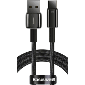 Kábel Baseus Tungsten Gold CATWJ-B01, USB na USB-C 66W, 1m, čierny