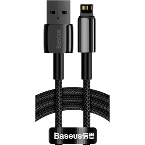 Kábel Baseus Tungsten Gold CALWJ-01, USB na Lightning 2.4A, 1m, čierny