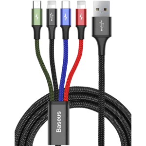 Kábel Baseus CA1T4-A01, Fast 4in1 2x Lightning USB-C MicroUSB 3.5A, 1.2m, čierny