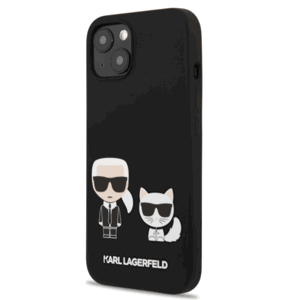 Silikónové puzdro Karl Lagerfeld na Apple iPhone 13 mini KLHCP13SSSKCK Karl and Choupette Liquid čierne