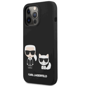 Silikónové puzdro Karl Lagerfeld na Apple iPhone 13 Pro KLHCP13LSSKCK Karl and Choupette Liquid čierne