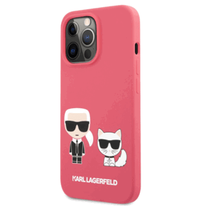 Silikónové puzdro Karl Lagerfeld na Apple iPhone 13 Pro KLHCP13LSSKCP Karl and Choupette Liquid červené