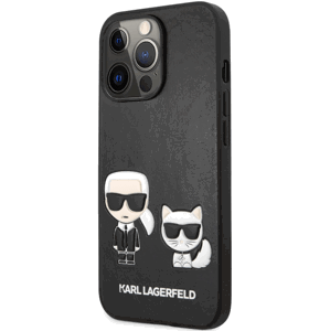 Plastové puzdro Karl Lagerfeld na Apple iPhone 13 Pro KLHCP13LPCUSKCBK Karl and Choupette PU Leather čierne