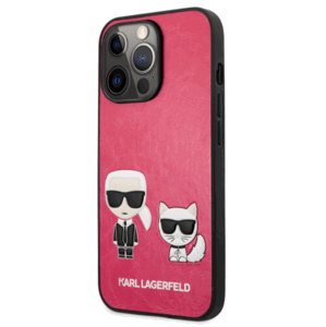 Plastové puzdro Karl Lagerfeld na Apple iPhone 13 Pro KLHCP13LPCUSKCP Karl and Choupette Leather červené