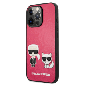 Plastové puzdro Karl Lagerfeld na Apple iPhone 13 Pro Max KLHCP13XPCUSKCP Karl and Choupette Leather červené