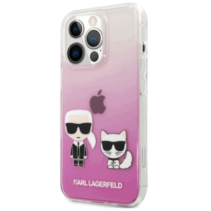 Plastové puzdro Karl Lagerfeld na Apple iPhone 13 Pro KLHCP13LCKTRP Ikonik Karl and Choupette ružové