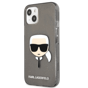 Silikónové puzdro Karl Lagerfeld na Apple iPhone 13 mini KLHCP13SKHTUGLB Full Glitter Karl Head čierne