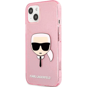 Plastové puzdro Karl Lagerfeld na Apple iPhone 13 Mini KLHCP13SKHTUGLP Full Glitter Karl Head ružové