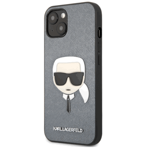 Plastové puzdro Karl Lagerfeld na Apple iPhone 13 mini KLHCP13SSAKHSL Saffiano Karl Head strieborné