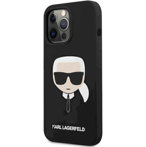 Silikónové puzdro Karl Lagerfeld na Apple iPhone 13 Pro KLHCP13LSLKHBK Liquid Silicone Karl Head čierne