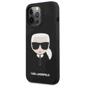 Silikónové puzdro Karl Lagerfeld na Apple iPhone 13 Pro Max KLHCP13XSLKHBK Liquid Karl Head čierne